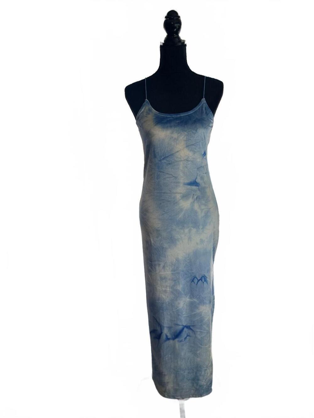 Derek Heart Blue Tie-Dye Maxi Slip Dress Size L Y2K Trendy Boho Summer